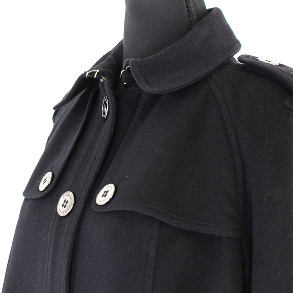 Burberry London Black Wool Single Breasted Long Collared Coat 10 Button Jacket 8 - Picture 3 of 8